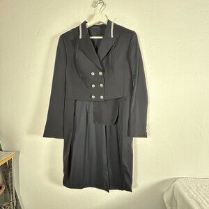 R.J. Classics Xtreme Equestrian Show Dress Coat Size 4R Double Breasted Black